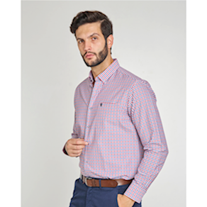 Camisa Oxford manga larga cuadritos rojos