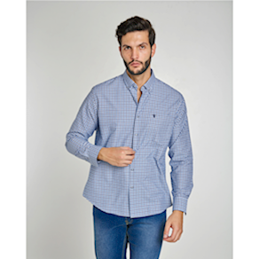 Camisa Oxford manga larga cuadritos azules